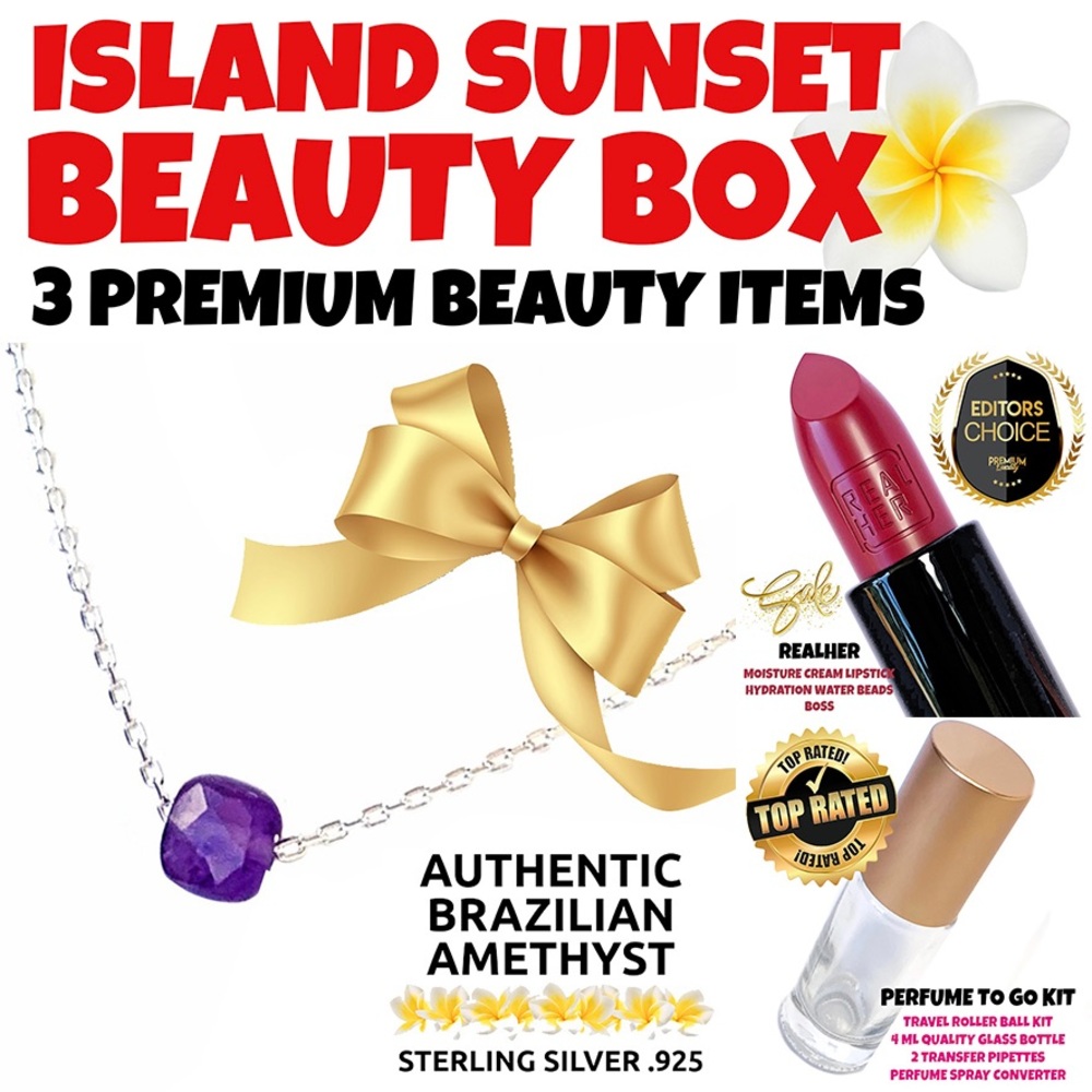 BEAUTY BOX-Dainty Chain Necklace-Brazilian Amethyst 5mm-Realher BOSS-Perfume Kit